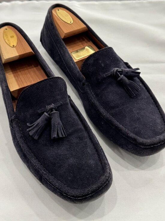 Prada Men\'s Suede Blue Tassles Loafers Size: 11 main image 4